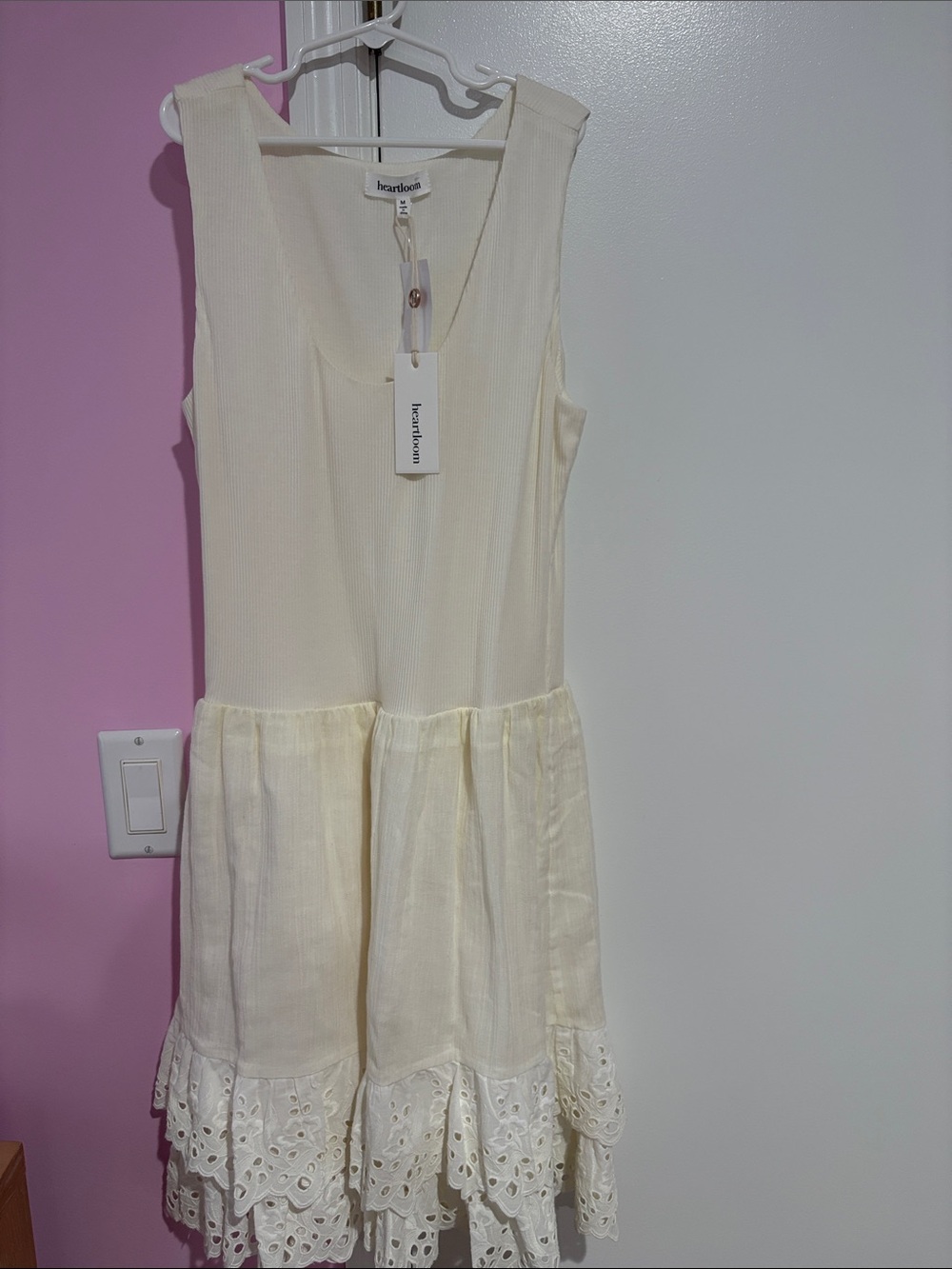 Heartloom Cream Sleeveless Eyelet Tiered Dress